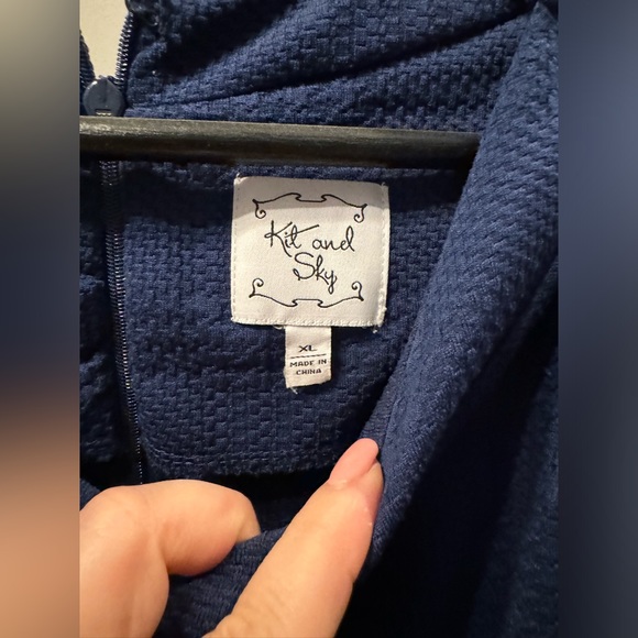 Kit and Sky Business Casual Dress with Bow tie shoulder Blue XL - Picture 3 of 3